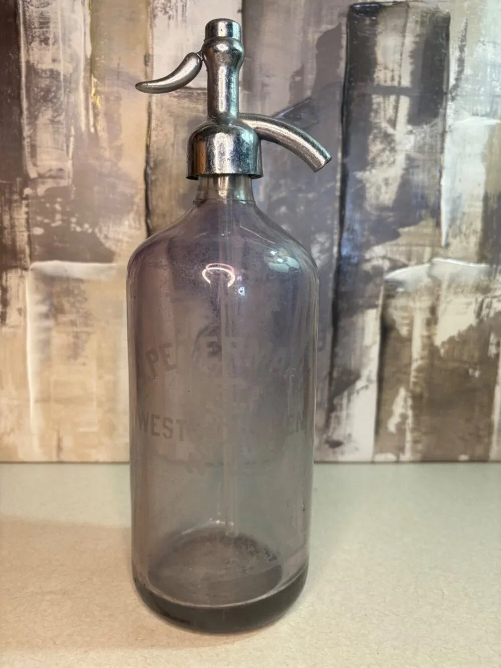 Vintage The Bear New York  J. Petermann Co W Hoboken NJ  Glass Seltzer Bottle